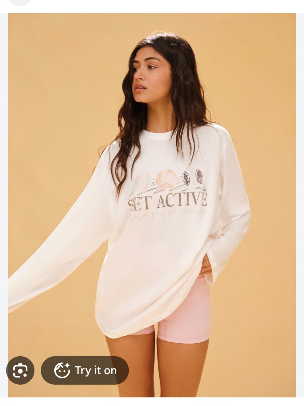 SET Active Cream Graphic Long Sleeve Pullover